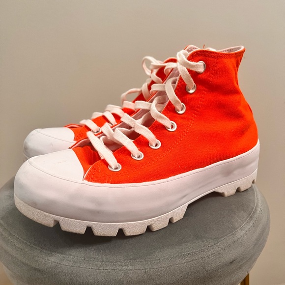Converse Shoes - Orange Lugged Platform Converse